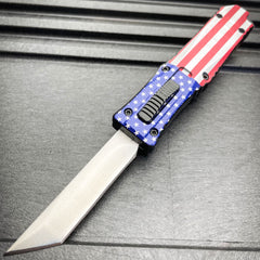 New Micro Firecracker Wasp Tanto Blade OTF Knife USA Flag - BLADE ADDICT