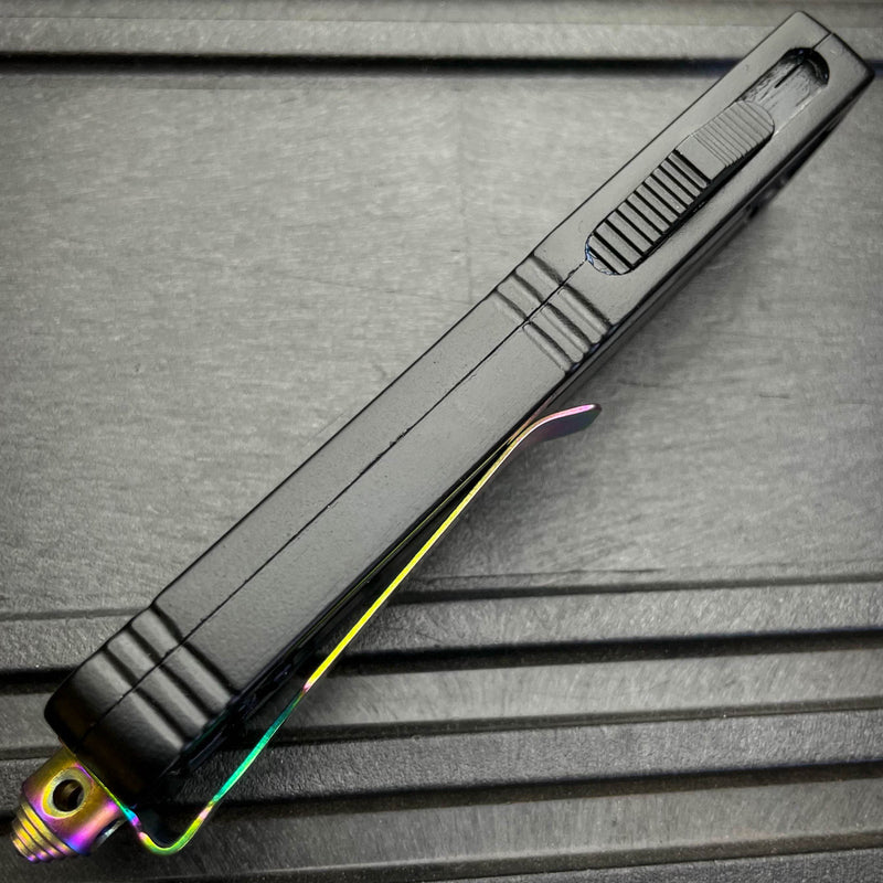 Rainbow Etched Blade w/ Carbon Fiber Handle - BLADE ADDICT