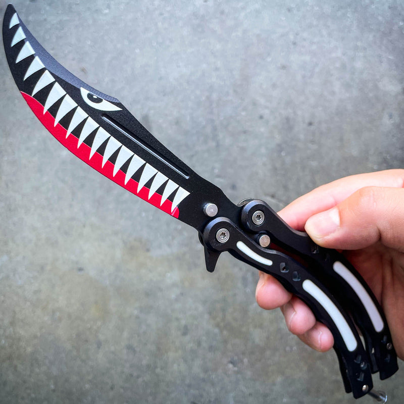 Military Shark Balisong Trainer Butterfly Knife - BLADE ADDICT