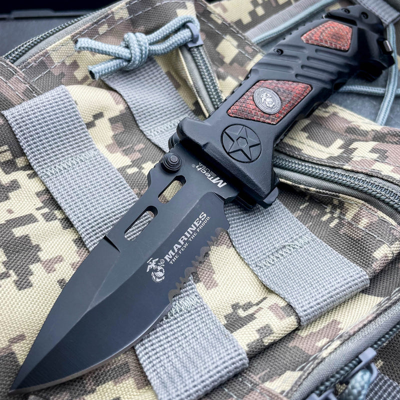 8.5" Officially Licensed USMC Marines Pocket Knife - BLADE ADDICT
