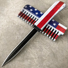 Dapper Defender Self Defense Brush Comb Knife USA Flag - BLADE ADDICT