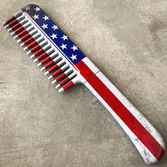 Dapper Defender Self Defense Brush Comb Knife USA Flag - BLADE ADDICT