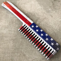 Dapper Defender Self Defense Brush Comb Knife USA Flag - BLADE ADDICT