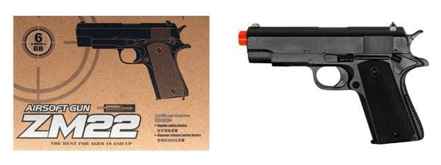 CYMA ZM22 1911 Commander Spring Airsoft Pistol (Black) - BLADE ADDICT