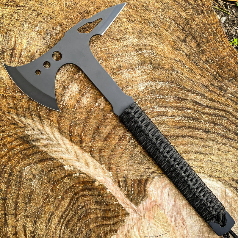 15" Black Tactical Tomahawk Axe Full Tang Outdoor Hunting Camping Hatchet NEW - BLADE ADDICT