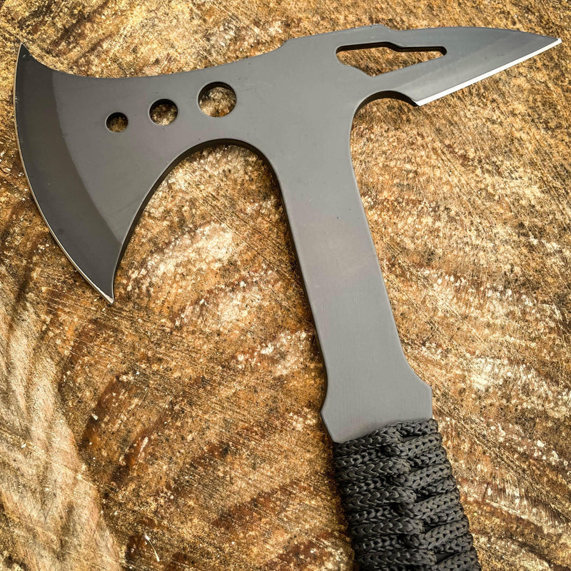 15" Black Tactical Tomahawk Axe Full Tang Outdoor Hunting Camping Hatchet NEW - BLADE ADDICT