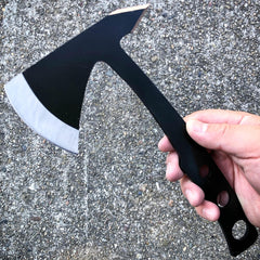 2 PC Black Tactical Axe TWIN Double Blade Head Tomahawk Hatchet Throwing Knife - BLADE ADDICT
