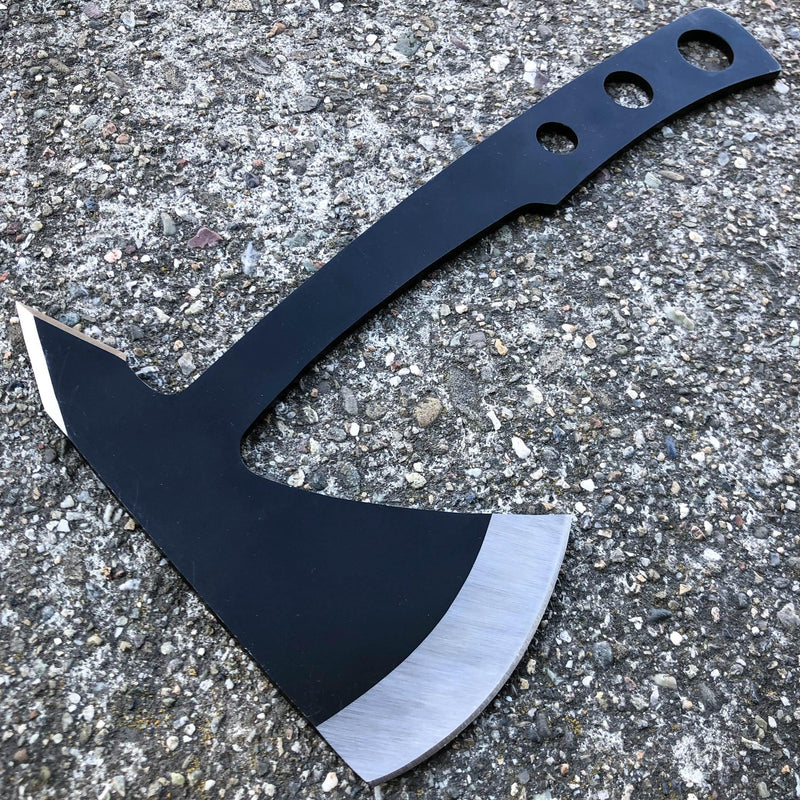 2 PC Black Tactical Axe TWIN Double Blade Head Tomahawk Hatchet Throwing Knife - BLADE ADDICT