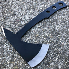 2 PC Black Tactical Axe TWIN Double Blade Head Tomahawk Hatchet Throwing Knife - BLADE ADDICT
