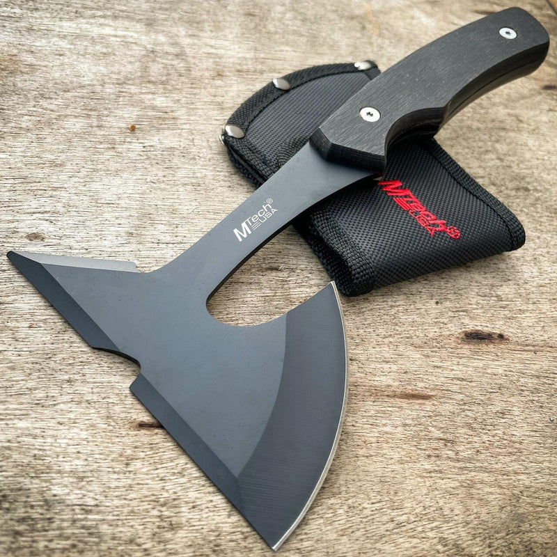 9" Black Tomahawk Fixed Blade Throwing Axe - BLADE ADDICT