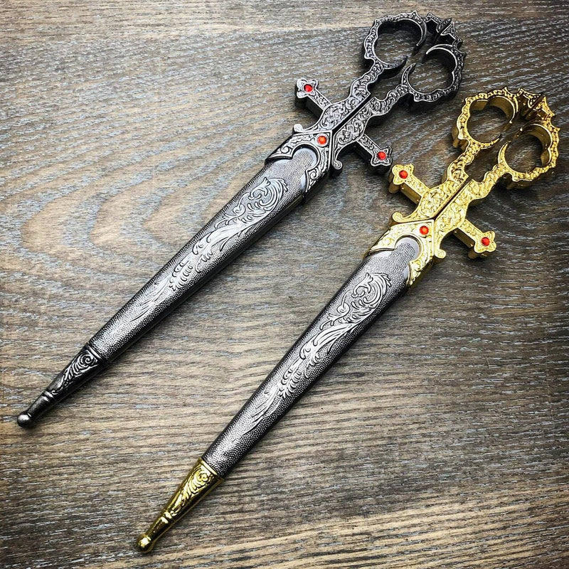 10" Medieval Renaissance Scissors Bodice Dirk Dagger Knife Fixed Blade - BLADE ADDICT