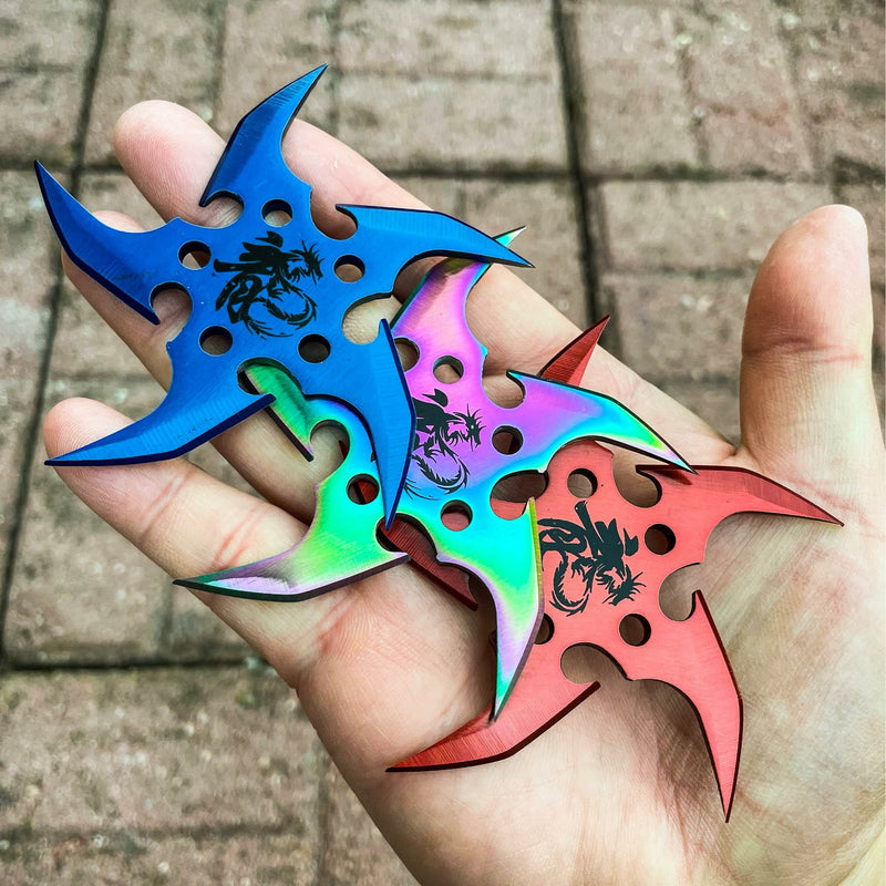 3 PC Set Ninja Throwing Stars Anime Shuriken Knife Curve Blade Five-Sided - BLADE ADDICT