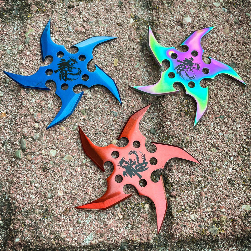 3 PC Set Ninja Throwing Stars Anime Shuriken Knife Curve Blade Five-Sided - BLADE ADDICT