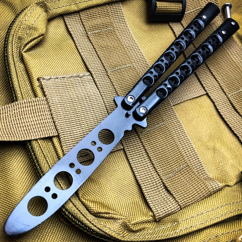 Butterfly Balisong Trainer Knife Training Dull Tool Stainless Metal Practice NEW - BLADE ADDICT