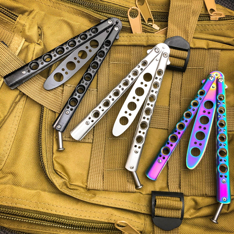 Butterfly Balisong Trainer Knife Training Dull Tool Stainless Metal Practice NEW - BLADE ADDICT