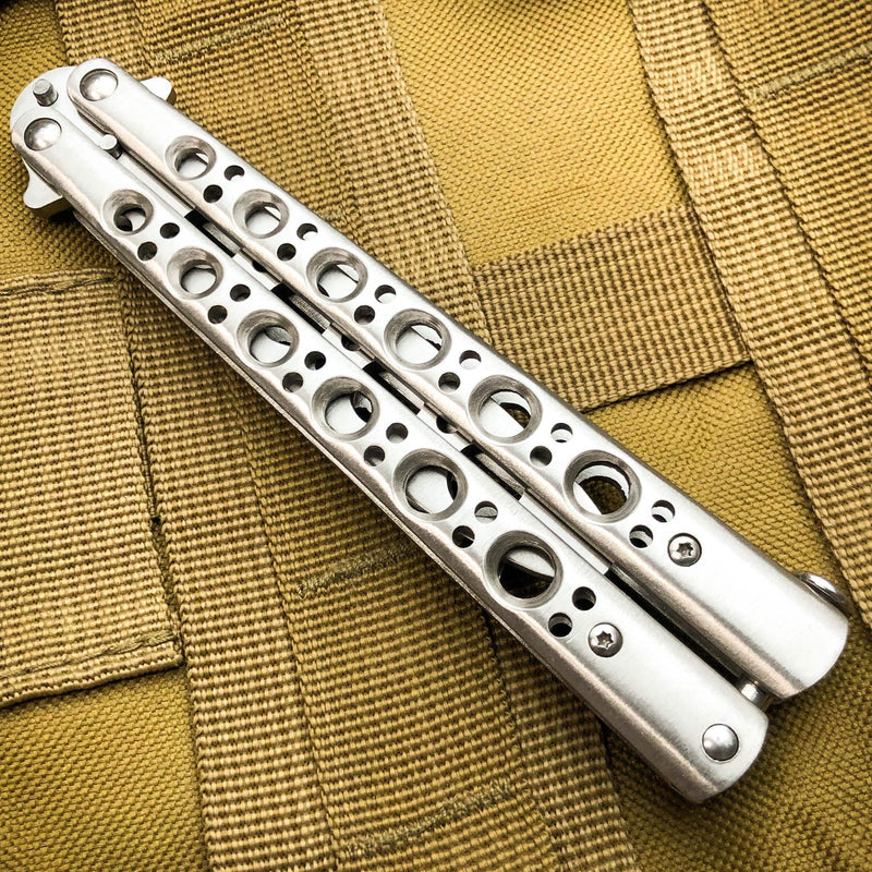 Butterfly Balisong Trainer Knife Training Dull Tool Stainless Metal Practice NEW - BLADE ADDICT