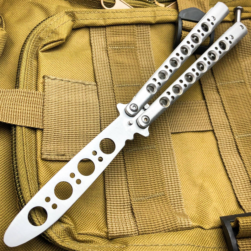 Butterfly Balisong Trainer Knife Training Dull Tool Stainless Metal Practice NEW - BLADE ADDICT