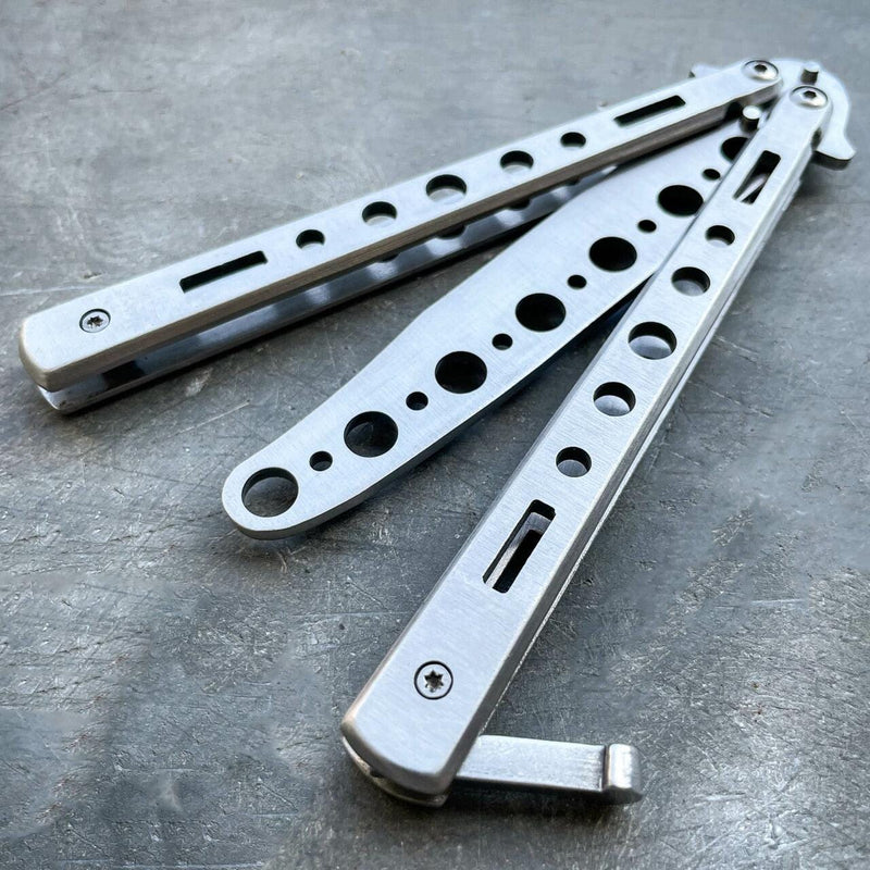 Practice BALISONG METAL BUTTERFLY Assorted Trainer Knife BLADE Comb Brush NEW - BLADE ADDICT
