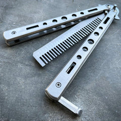 Practice BALISONG METAL BUTTERFLY Assorted Trainer Knife BLADE Comb Brush NEW - BLADE ADDICT