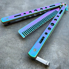 Practice BALISONG METAL BUTTERFLY Assorted Trainer Knife BLADE Comb Brush NEW - BLADE ADDICT