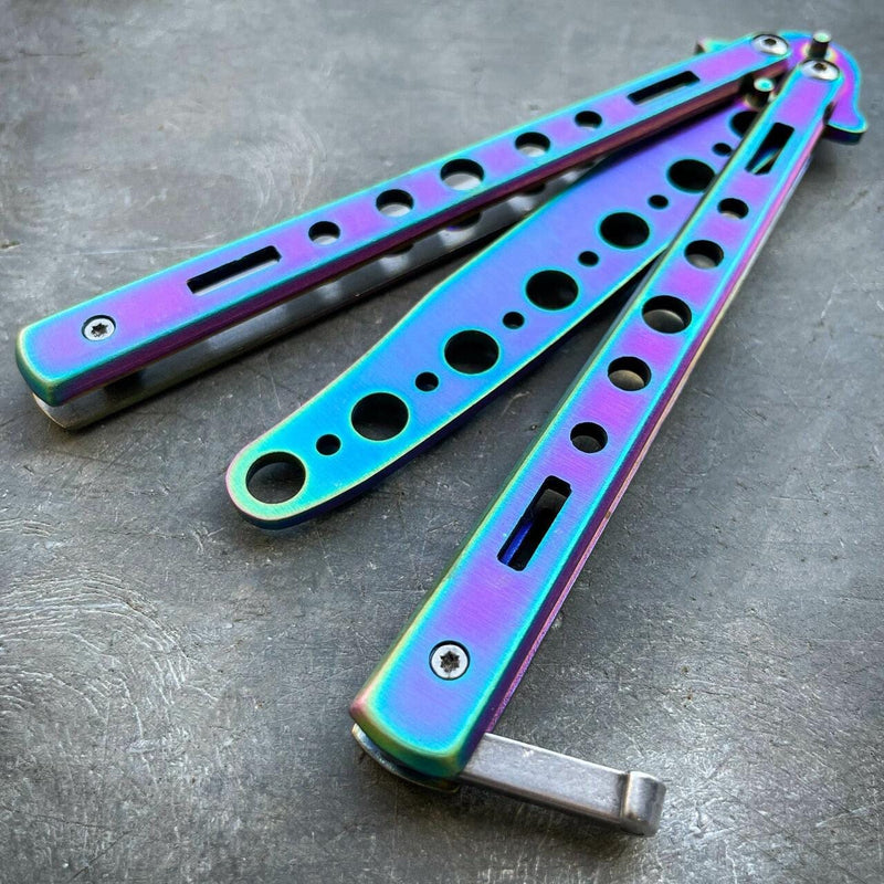 Practice BALISONG METAL BUTTERFLY Assorted Trainer Knife BLADE Comb Brush NEW - BLADE ADDICT