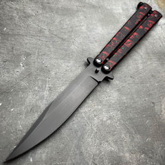 IKONIC Tactical Balisong Butterfly Knife NEW Red Skull Camo - BLADE ADDICT
