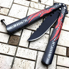 Spider Balisong Butterfly Knife Red - BLADE ADDICT