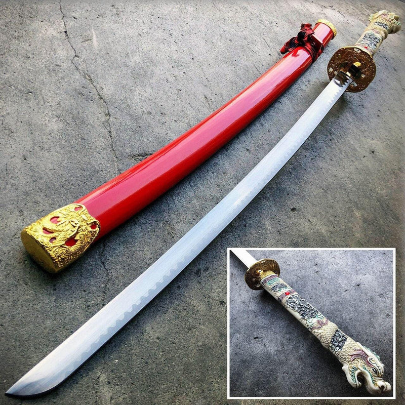 40" Red Dragon SAMURAI NINJA Bushido KATANA Japanese Sword - BLADE ADDICT