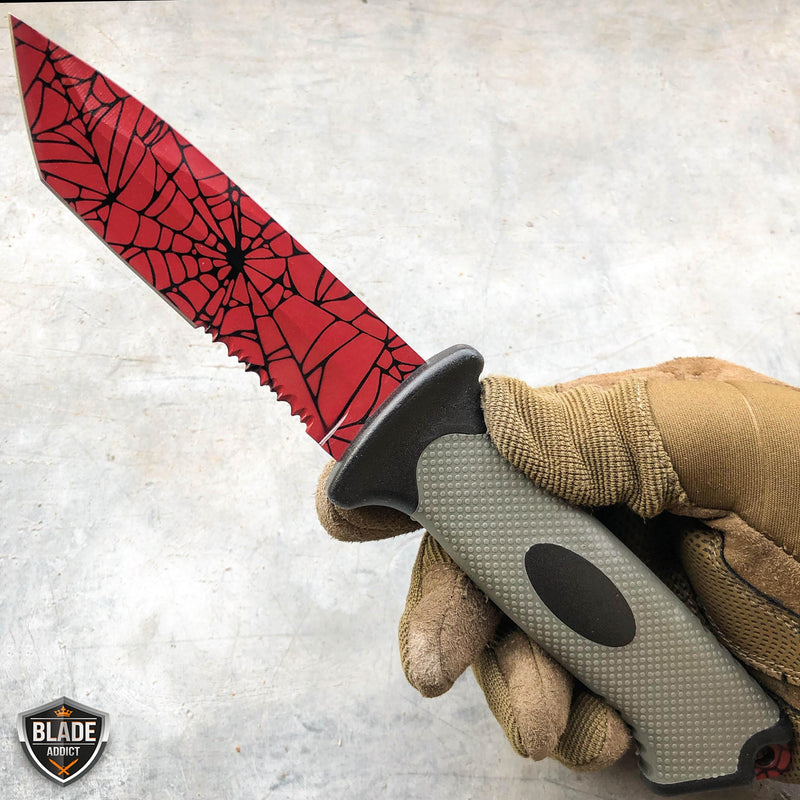 9.5" Tactical CSGO Ursus Fixed Blade Counter Strike Survival Knife Crimson Web - BLADE ADDICT