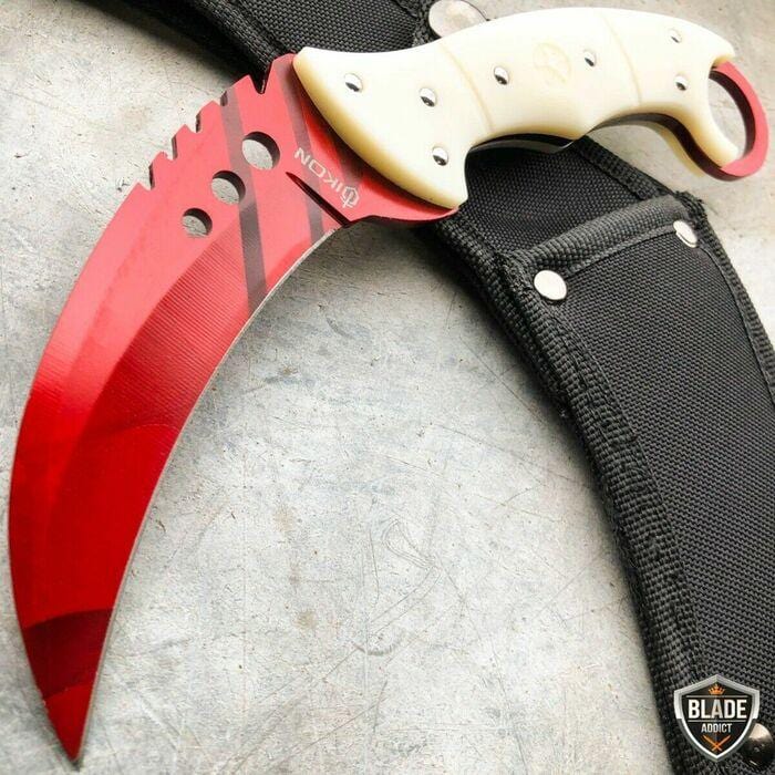 8.5" CSGO Talon Fixed Blade Counter Strike Karambit Claw Knife Red Slaughter - BLADE ADDICT