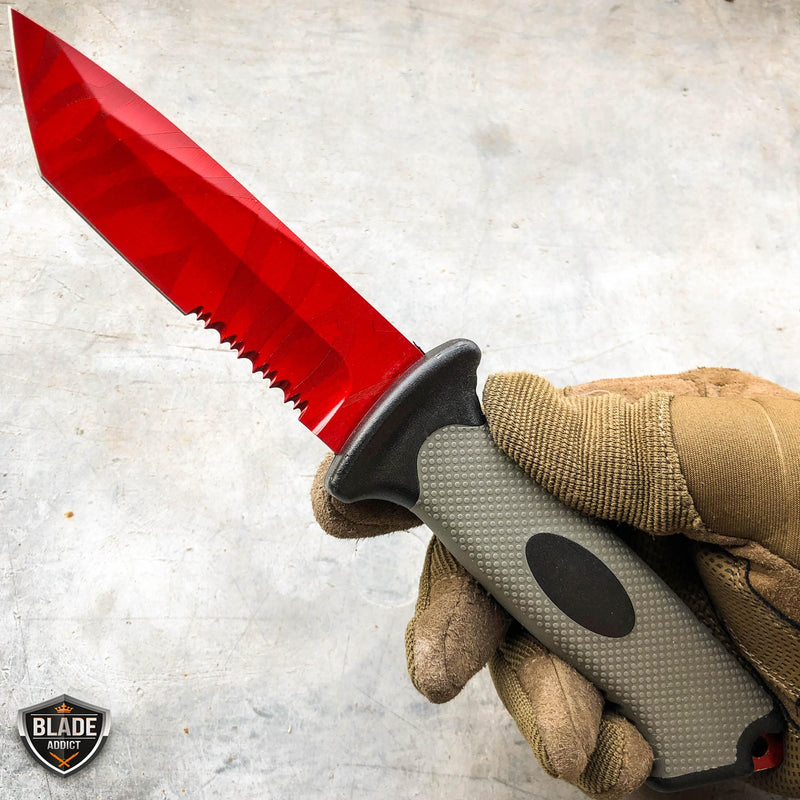 9.5" Tactical CSGO Ursus Fixed Blade Counter Strike Survival Knife Red Slaughter - BLADE ADDICT