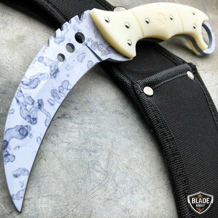 8.5" CSGO Talon Fixed Blade Counter Strike Karambit Claw Knife Stained - BLADE ADDICT