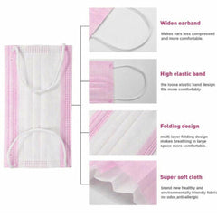 50 PCS Pink Disposable Face Masks - BLADE ADDICT