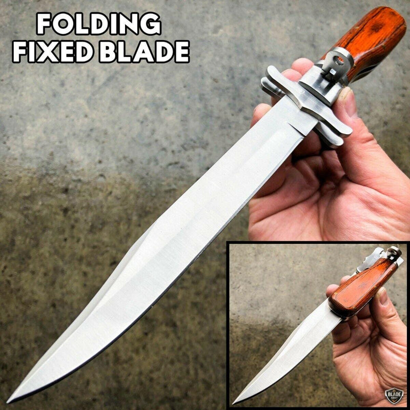 12" Tactical Survival Hunting FOLDING Camping Knife Survival Bowie - BLADE ADDICT