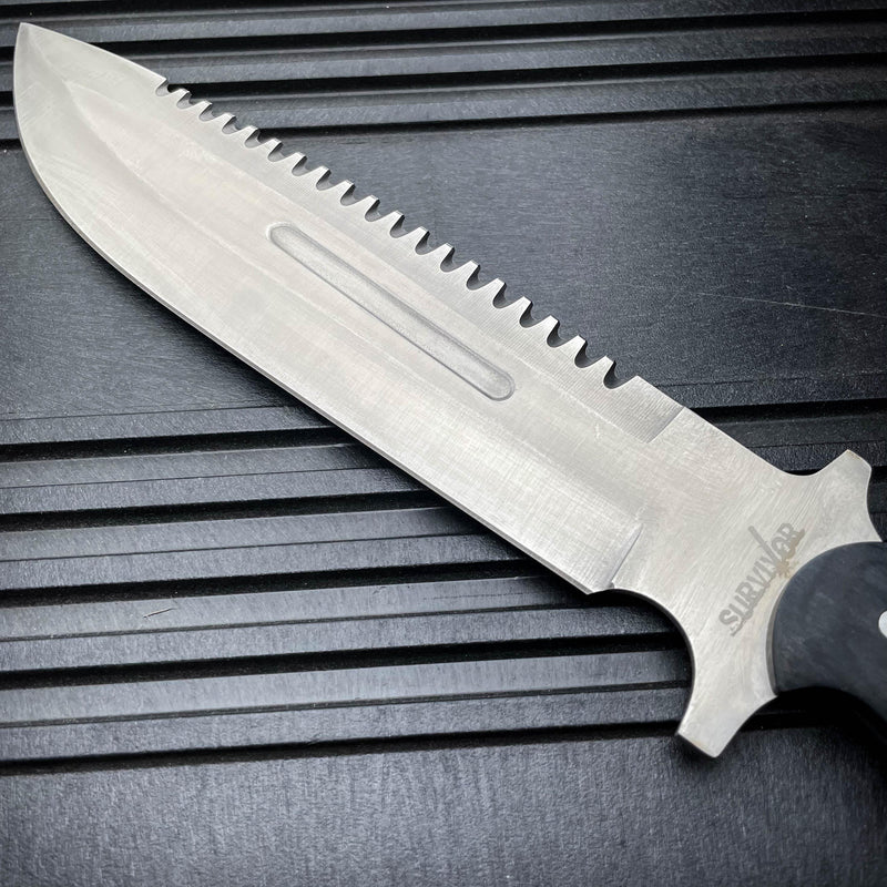 15" HEAVY DUTY FULL TANG TACTICAL HUNTING KNIFE Rambo Machete Survival Combat - BLADE ADDICT