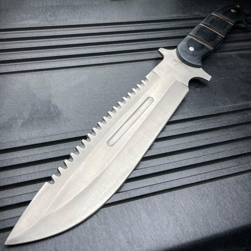 15" HEAVY DUTY FULL TANG TACTICAL HUNTING KNIFE Rambo Machete Survival Combat - BLADE ADDICT