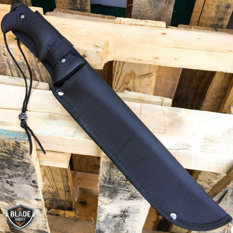 16" HUNTING JUNGLE MACHETE Sword Fixed Blade Camping KNIFE - BLADE ADDICT