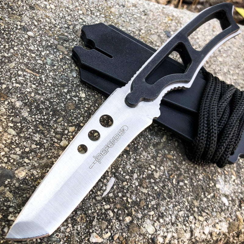 7" Tactical Skinner Spear Fixed Blade Campnig Neck Boot Knife w Sheath & Whistle - BLADE ADDICT