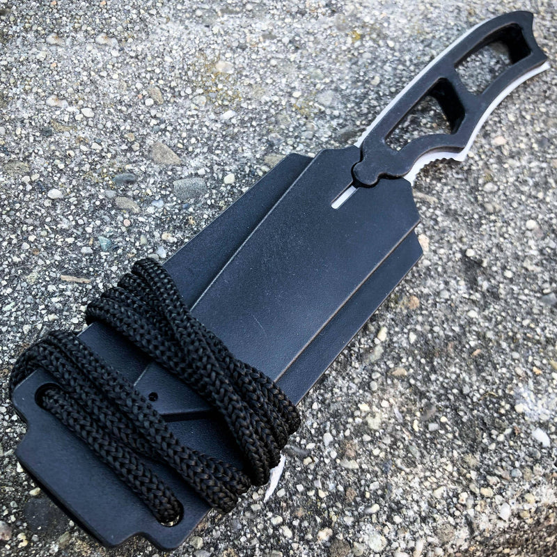 7" Tactical Skinner Spear Fixed Blade Campnig Neck Boot Knife w Sheath & Whistle - BLADE ADDICT