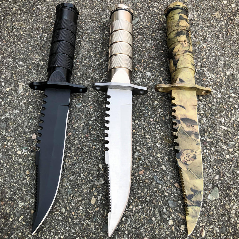 8.5" Tactical Camping Outdoor Fixed Blade Hunting Fishing Knife w Survival Kit - BLADE ADDICT