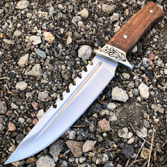 Survival Hunting Camping Fixed Blade Full Tang Bowie Rambo Knife w/ Wood Handle A - BLADE ADDICT