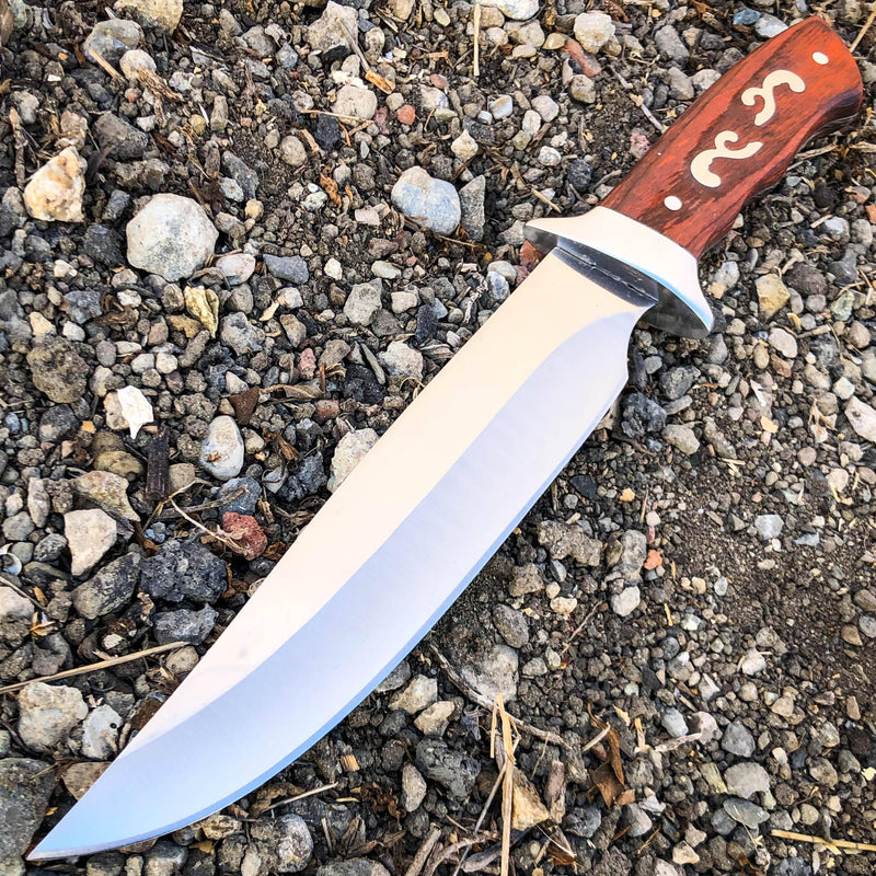 Survival Hunting Camping Fixed Blade Full Tang Bowie Rambo Knife w/ Wood Handle B - BLADE ADDICT