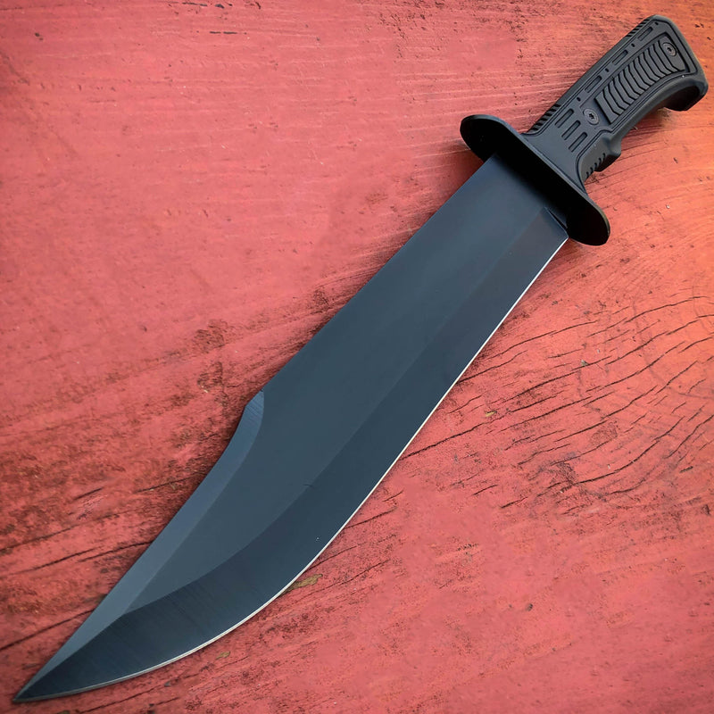 15" TACTICAL SURVIVAL Hunting FIXED BLADE Army Military Bowie Knife w Sheath Black - BLADE ADDICT