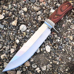 Survival Hunting Camping Fixed Blade Full Tang Bowie Rambo Knife w/ Wood Handle C - BLADE ADDICT