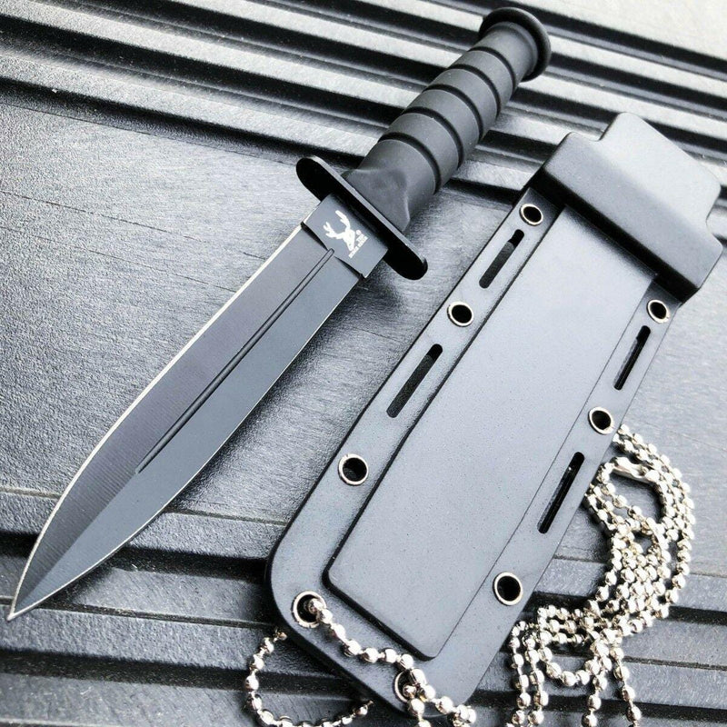 6" Military Tactical Kabai Combat Fixed Blade Survival Neck Knife D - BLADE ADDICT