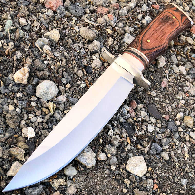 Survival Hunting Camping Fixed Blade Full Tang Bowie Rambo Knife w/ Wood Handle D - BLADE ADDICT