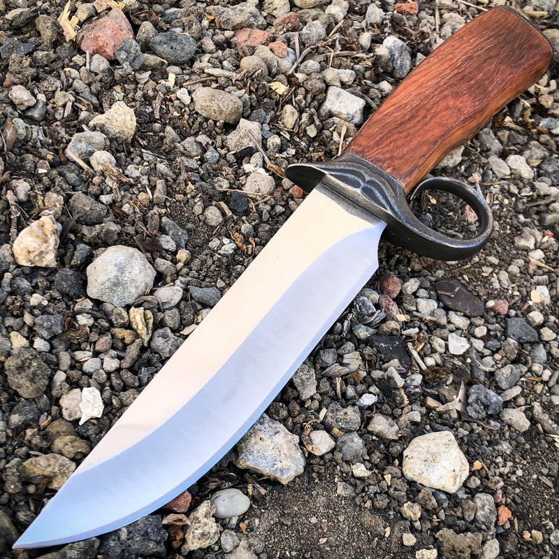 Survival Hunting Camping Fixed Blade Full Tang Bowie Rambo Knife w/ Wood Handle E - BLADE ADDICT