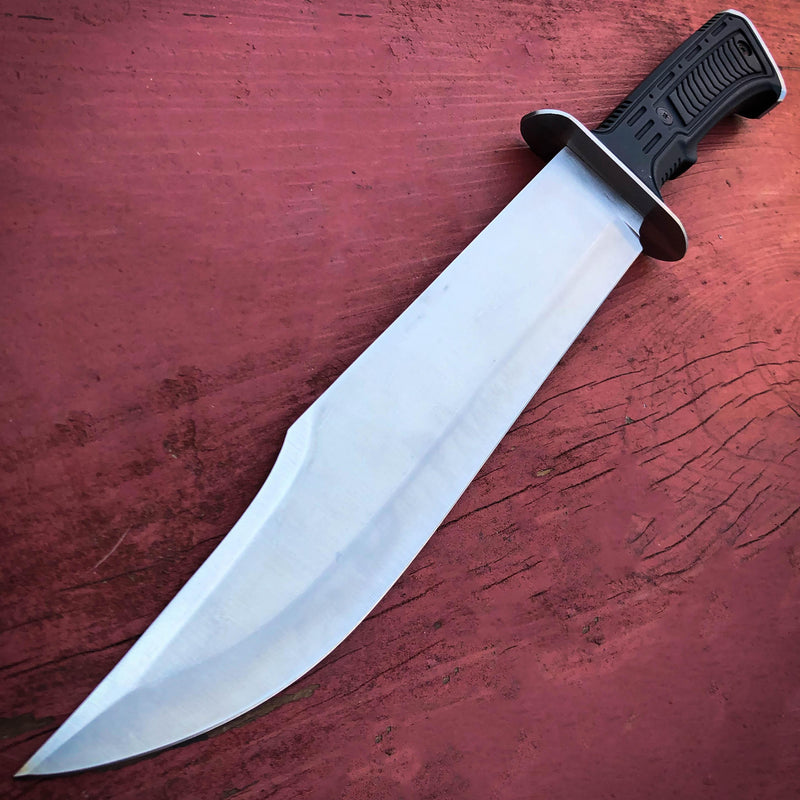 15" TACTICAL SURVIVAL Hunting FIXED BLADE Army Military Bowie Knife w Sheath Silver - BLADE ADDICT