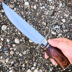 Survival Hunting Camping Fixed Blade Full Tang Bowie Rambo Knife w/ Wood Handle - BLADE ADDICT