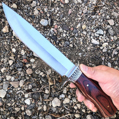 Survival Hunting Camping Fixed Blade Full Tang Bowie Rambo Knife w/ Wood Handle - BLADE ADDICT
